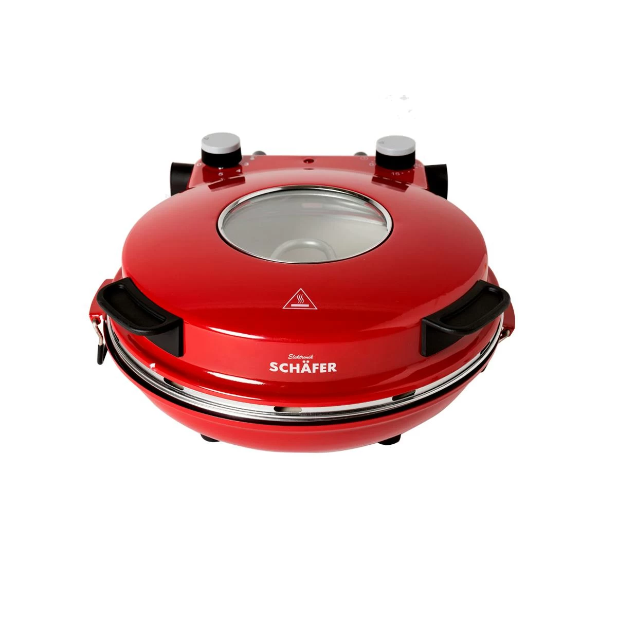 Schäfer Pizzamaker 32cm Mit Zubehör Express Pizzaofen 1200W Keramiksteinplatte 360-400ºC (rot) – Bild 3