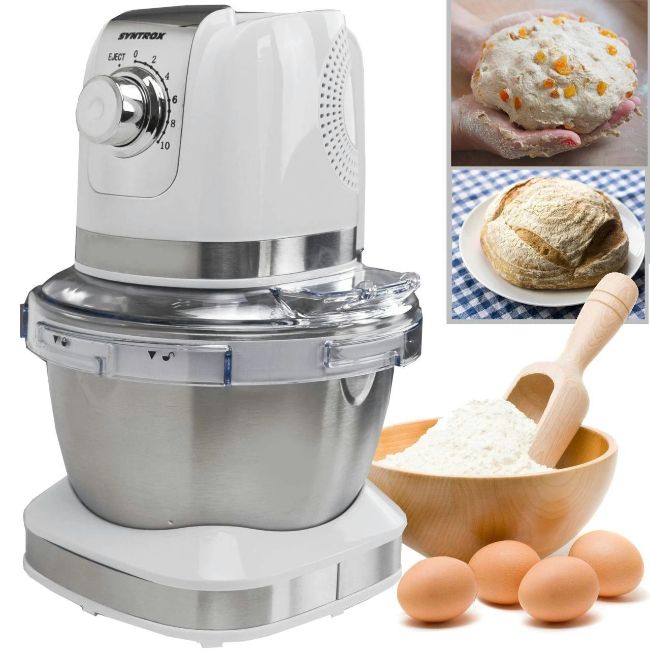 Küchenmaschine Wezen Knetmaschine & Mixer Mit Edelstahl-Behälter Creme – Bild 5