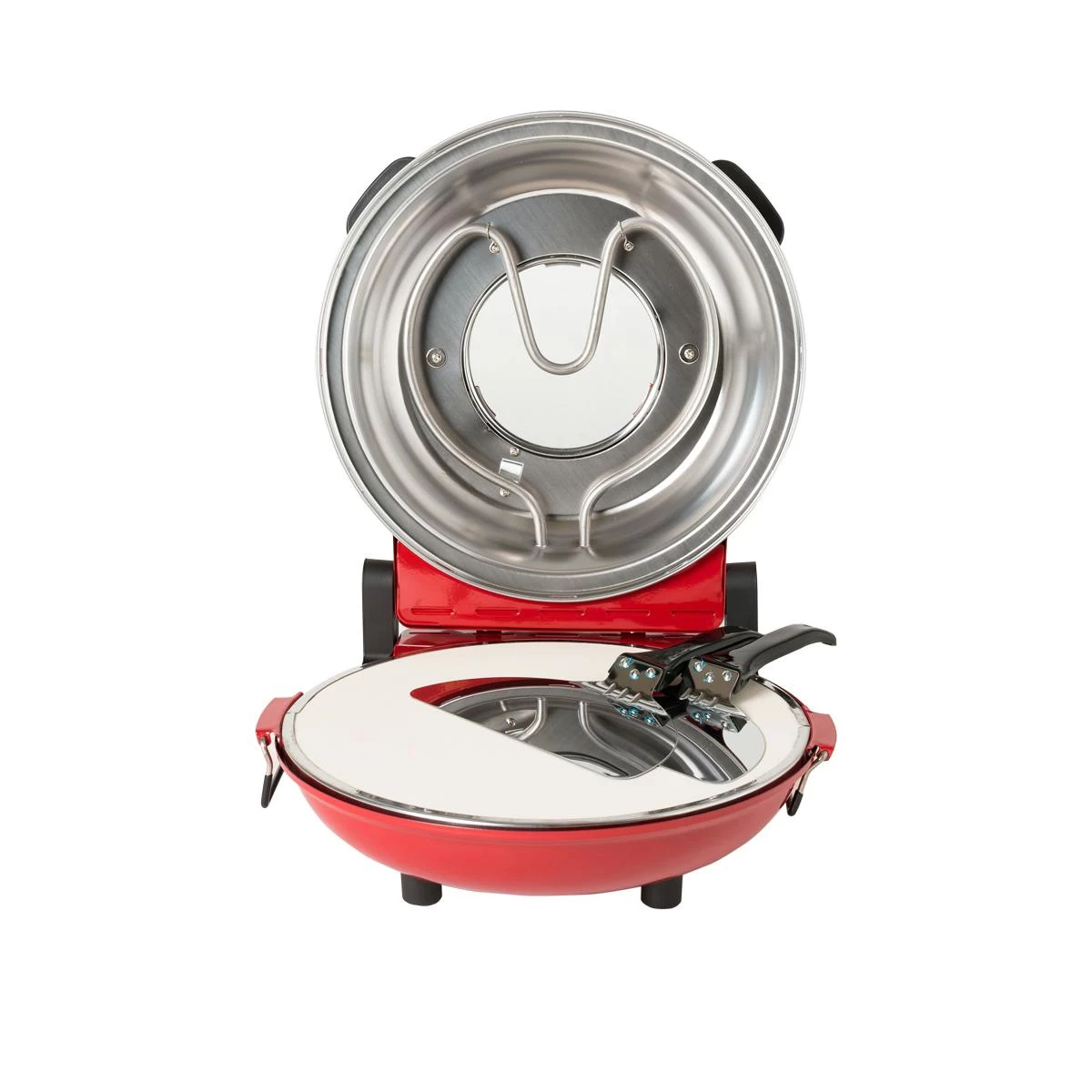 Schäfer Pizzamaker 32cm Mit Zubehör Express Pizzaofen 1200W Keramiksteinplatte 360-400ºC (rot) – Bild 4