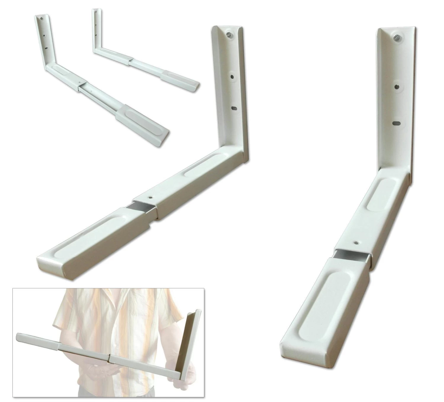 Wandhalterung Weiß Für Mikrowelle Küche Ofen Grill Halterung Regal Ablage Ausziehbar – Bild 6