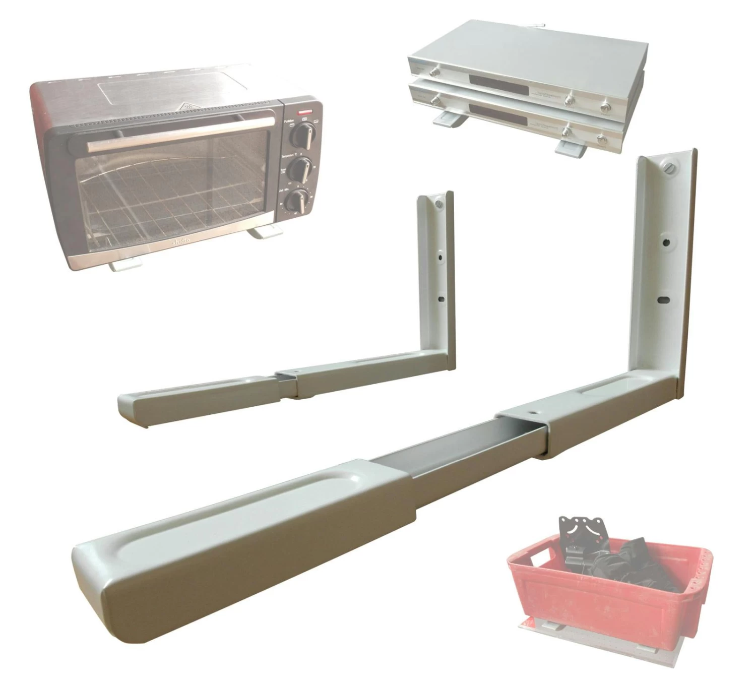 Wandhalterung Weiß Für Mikrowelle Küche Ofen Grill Halterung Regal Ablage Ausziehbar – Bild 7